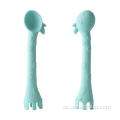 Baby Giraffe Silicone Spoon Fork Table Seary Set